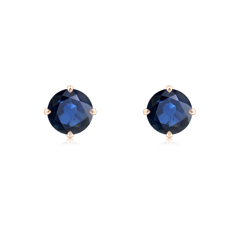 6mm AA Claw-Set Round Blue Sapphire Solitaire Stud Earrings in Rose Gold 