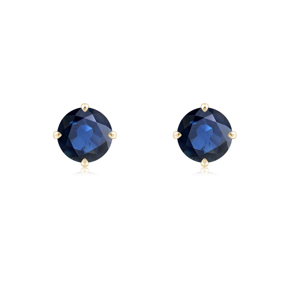 6mm AA Claw-Set Round Blue Sapphire Solitaire Stud Earrings in Yellow Gold 