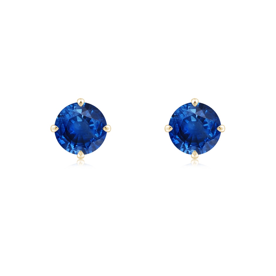 6mm AAA Claw-Set Round Blue Sapphire Solitaire Stud Earrings in Yellow Gold 