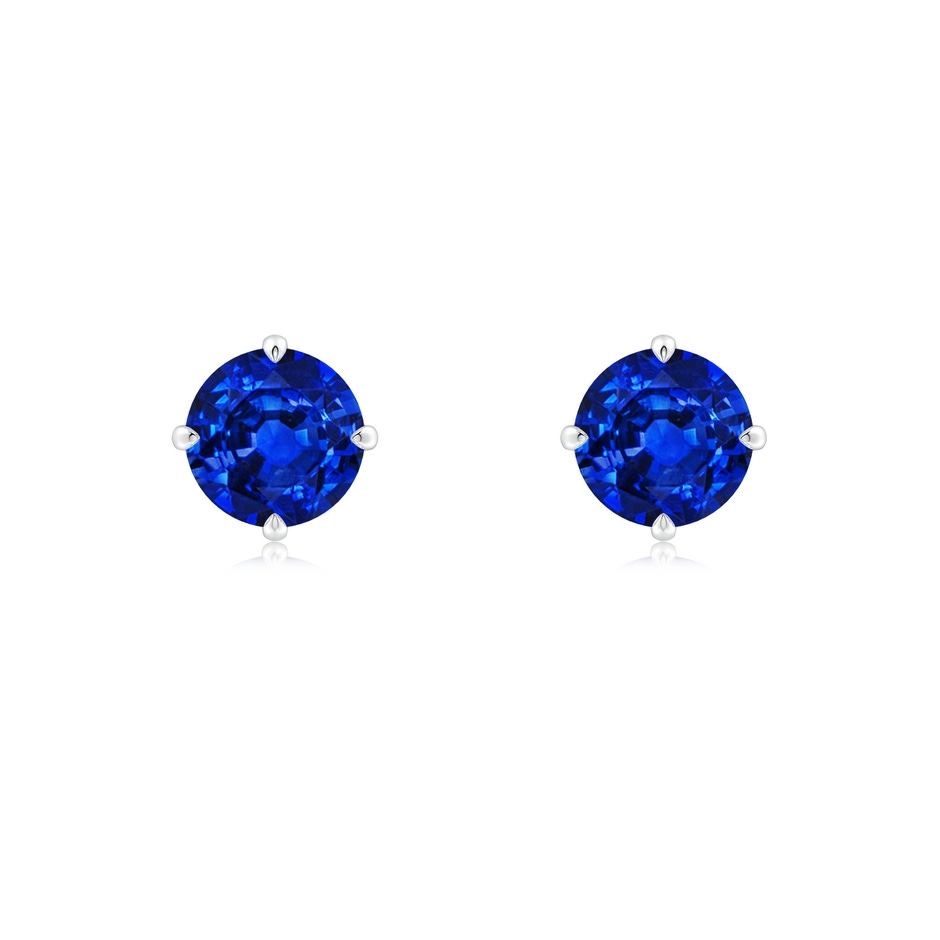 6mm AAAA Claw-Set Round Blue Sapphire Solitaire Stud Earrings in P950 Platinum 