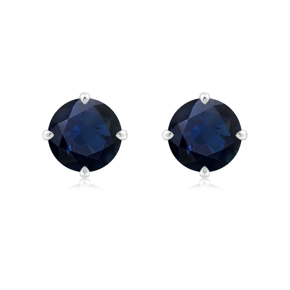 8mm A Claw-Set Round Blue Sapphire Solitaire Stud Earrings in White Gold 
