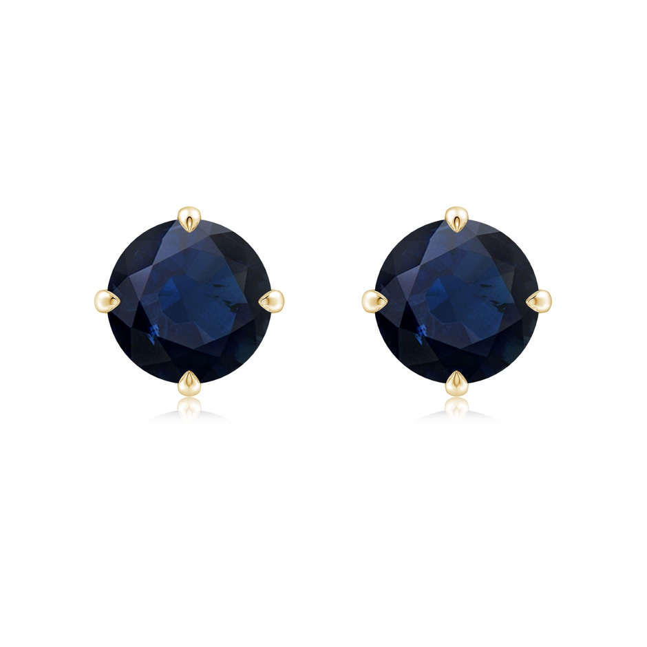 8mm A Claw-Set Round Blue Sapphire Solitaire Stud Earrings in Yellow Gold 