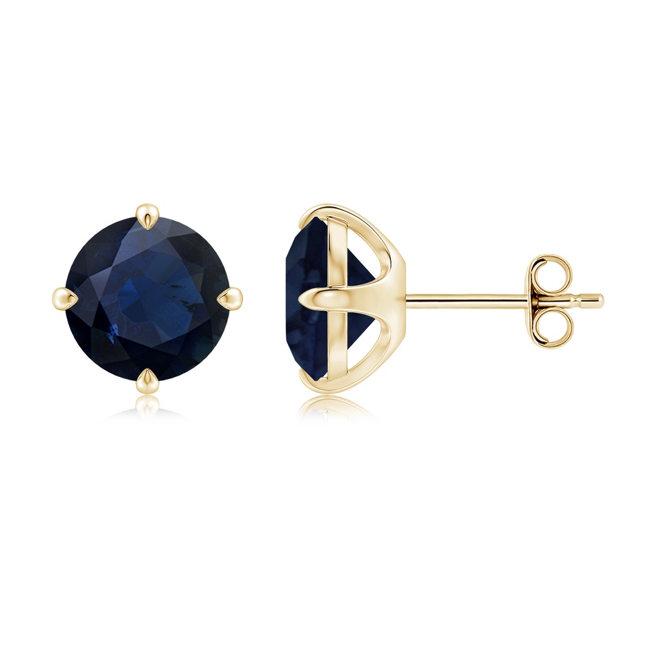 8mm A Claw-Set Round Blue Sapphire Solitaire Stud Earrings in Yellow Gold side 199