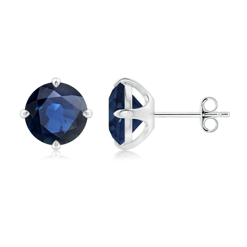 8mm AA Claw-Set Round Blue Sapphire Solitaire Stud Earrings in P950 Platinum side 199