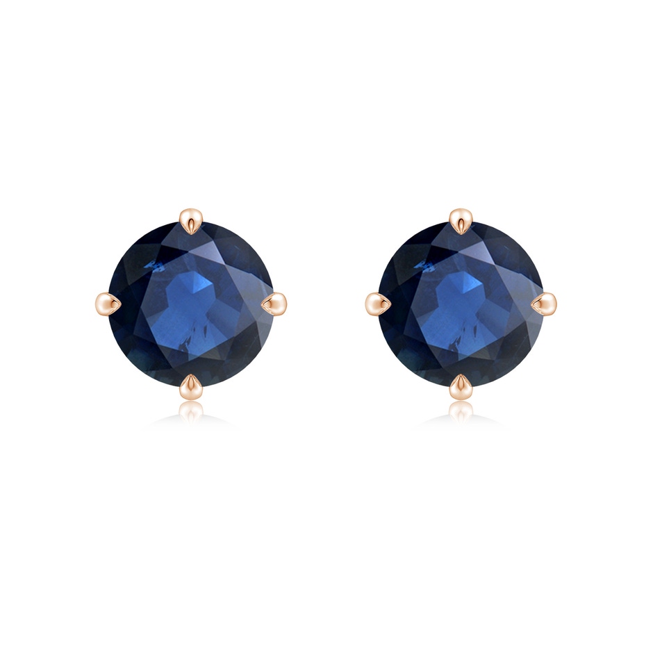 8mm AA Claw-Set Round Blue Sapphire Solitaire Stud Earrings in Rose Gold 