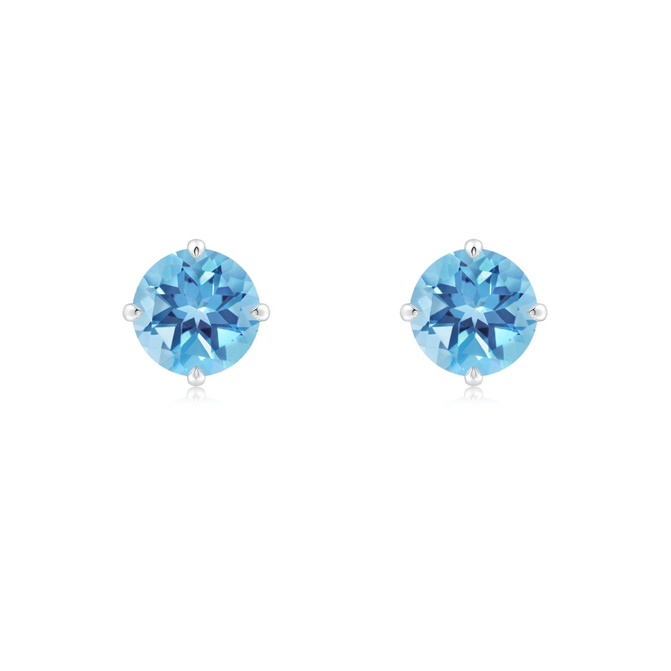 6mm A Claw-Set Round Swiss Blue Topaz Solitaire Stud Earrings in P950 Platinum 