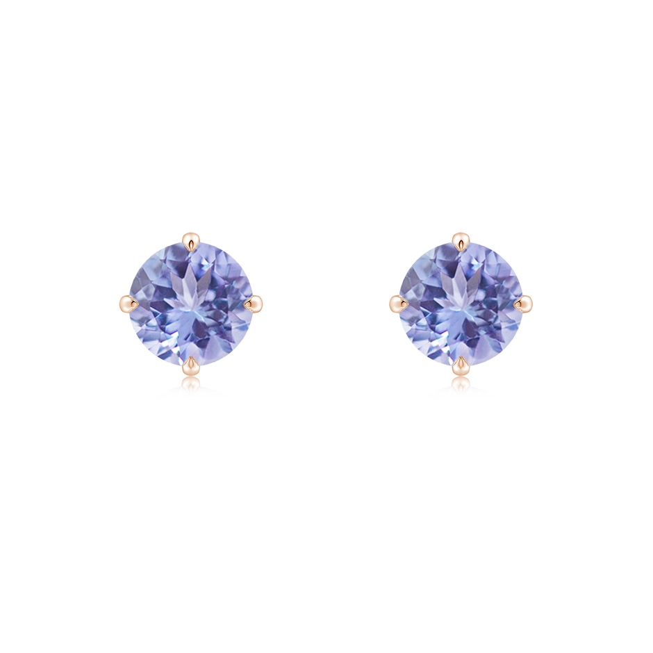 6mm A Claw-Set Round Tanzanite Solitaire Stud Earrings in Rose Gold 