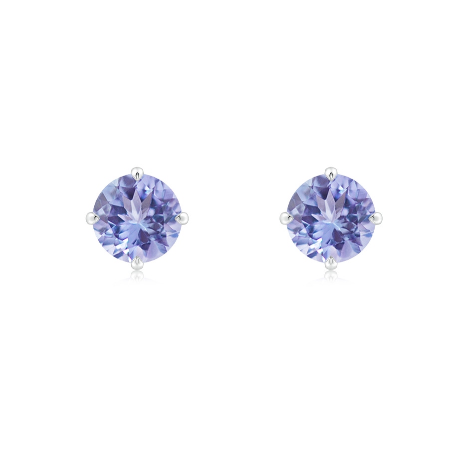 6mm A Claw-Set Round Tanzanite Solitaire Stud Earrings in White Gold 