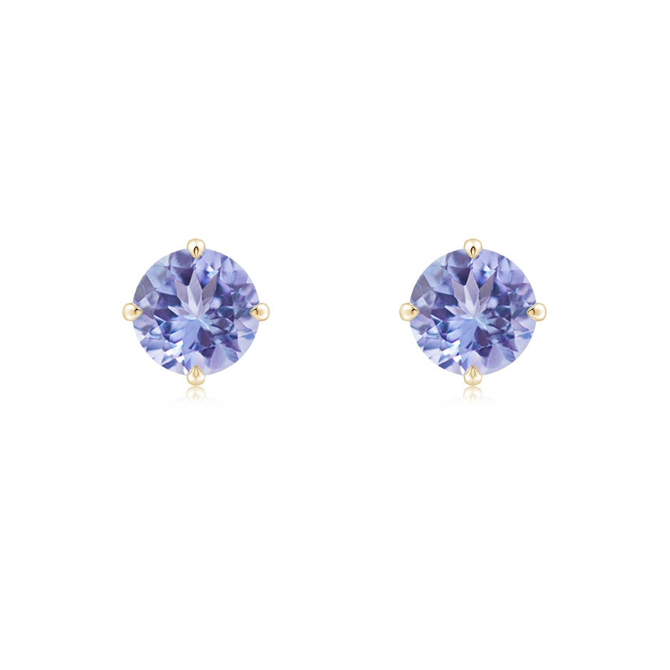 6mm A Claw-Set Round Tanzanite Solitaire Stud Earrings in Yellow Gold 