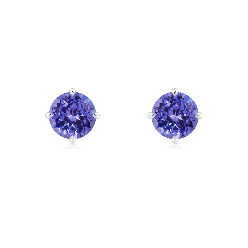 6mm AA Claw-Set Round Tanzanite Solitaire Stud Earrings in White Gold 