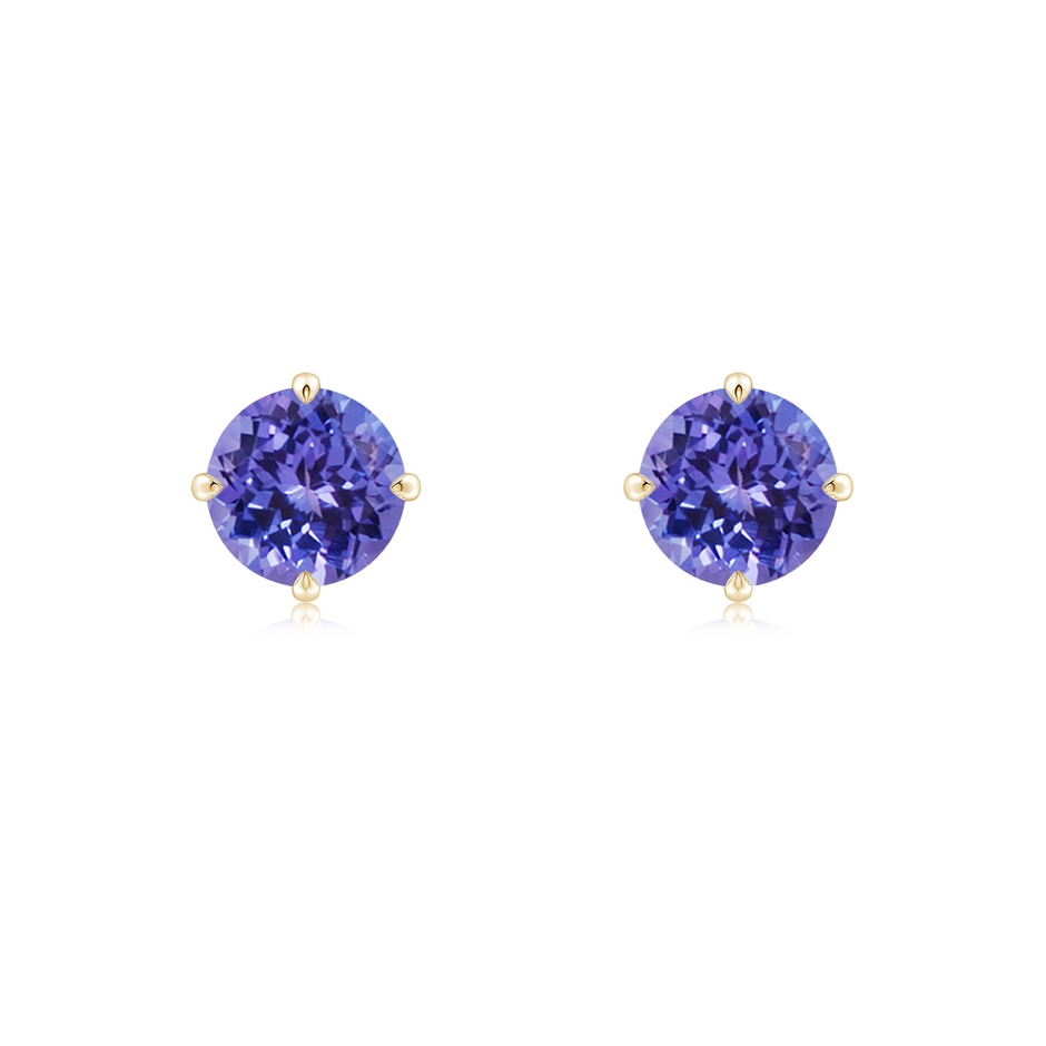 6mm AA Claw-Set Round Tanzanite Solitaire Stud Earrings in Yellow Gold 