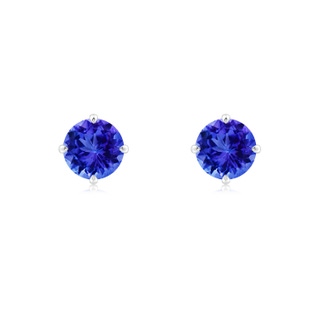 6mm AAA Basket-Set Round Tanzanite Stud Earrings in P950 Platinum