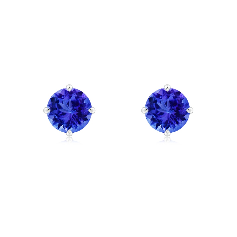 6mm AAA Claw-Set Round Tanzanite Solitaire Stud Earrings in P950 Platinum 