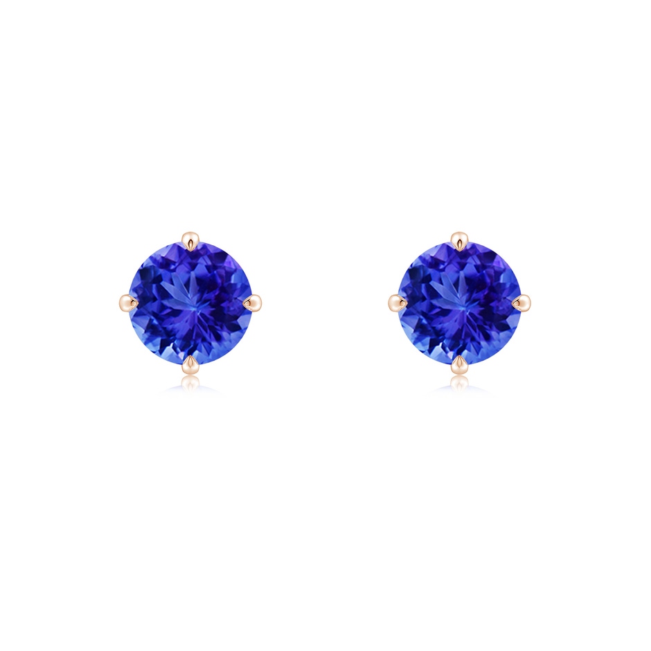 6mm AAA Claw-Set Round Tanzanite Solitaire Stud Earrings in Rose Gold 
