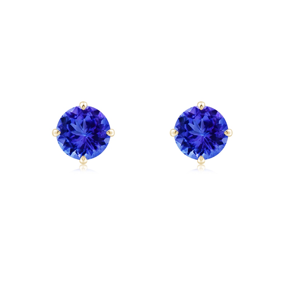 6mm AAA Claw-Set Round Tanzanite Solitaire Stud Earrings in Yellow Gold 