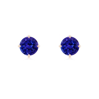 6mm AAAA Claw-Set Round Tanzanite Solitaire Stud Earrings in 9K Rose Gold