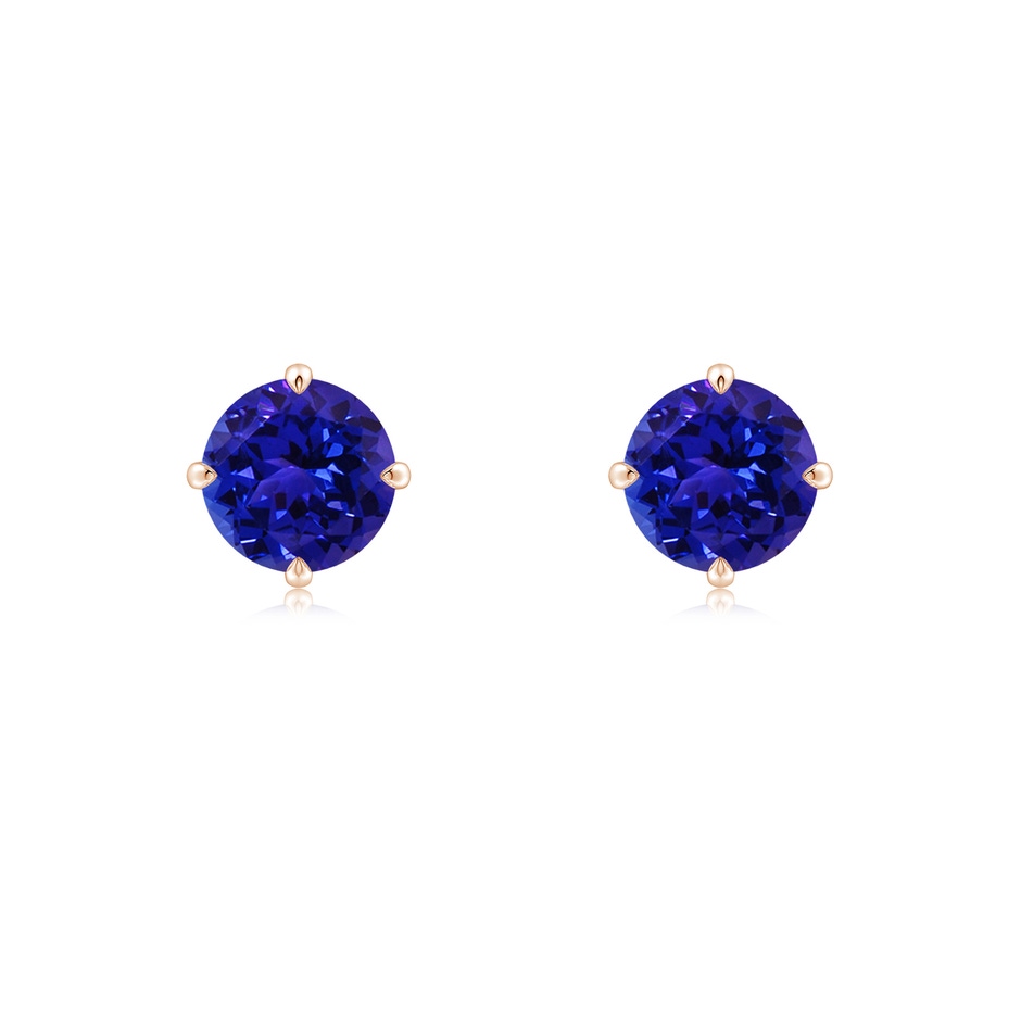 6mm AAAA Claw-Set Round Tanzanite Solitaire Stud Earrings in Rose Gold 