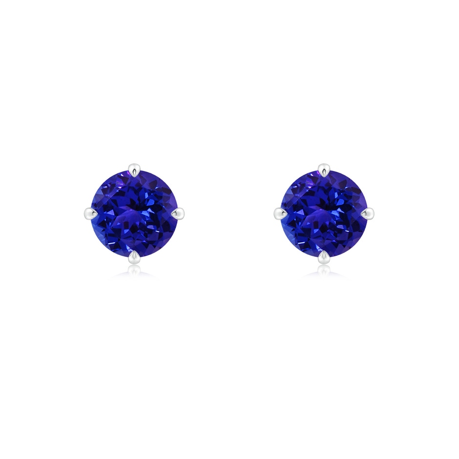 6mm AAAA Claw-Set Round Tanzanite Solitaire Stud Earrings in White Gold 