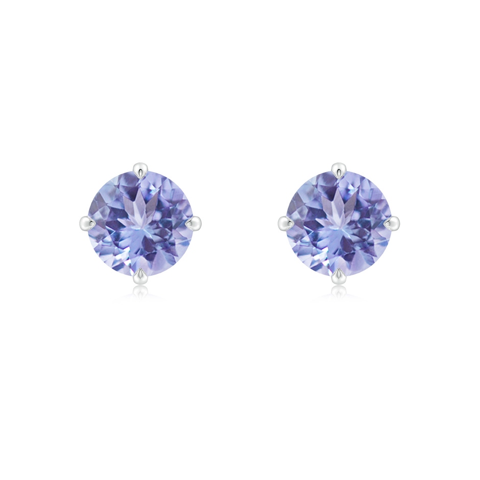 7mm A Claw-Set Round Tanzanite Solitaire Stud Earrings in S999 Silver 