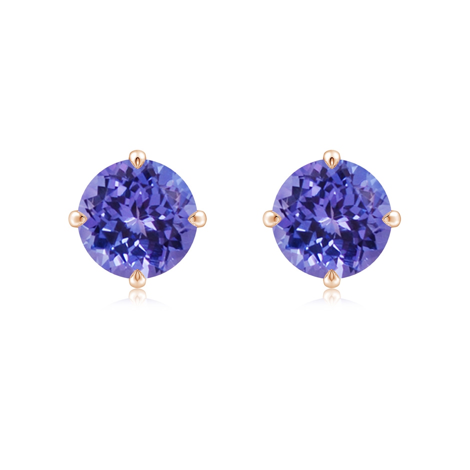 8mm AA Claw-Set Round Tanzanite Solitaire Stud Earrings in Rose Gold 