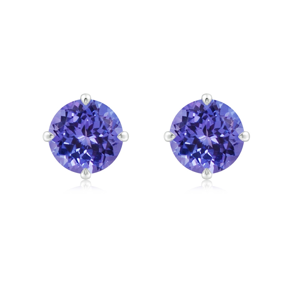 8mm AA Claw-Set Round Tanzanite Solitaire Stud Earrings in White Gold 