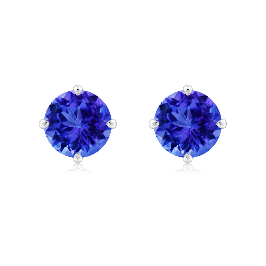 8mm AAA Claw-Set Round Tanzanite Solitaire Stud Earrings in White Gold