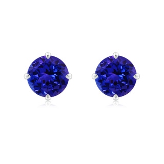 8mm AAAA Claw-Set Round Tanzanite Solitaire Stud Earrings in 9K White Gold