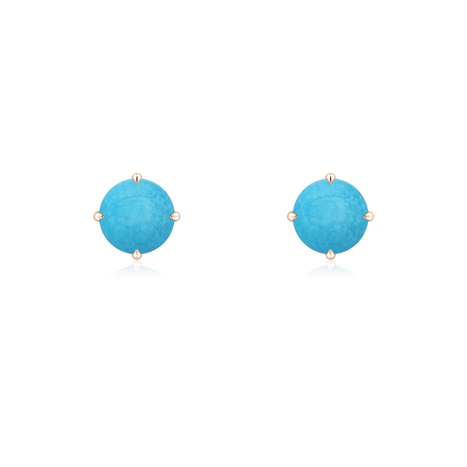 5mm A Claw-Set Round Turquoise Solitaire Stud Earrings in Rose Gold