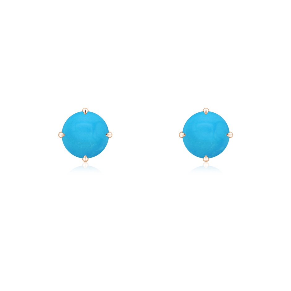 5mm AAAA Claw-Set Round Turquoise Solitaire Stud Earrings in Rose Gold 