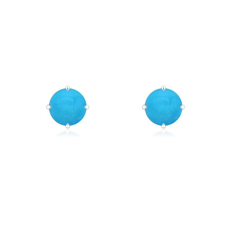 5mm AAAA Claw-Set Round Turquoise Solitaire Stud Earrings in S999 Silver 
