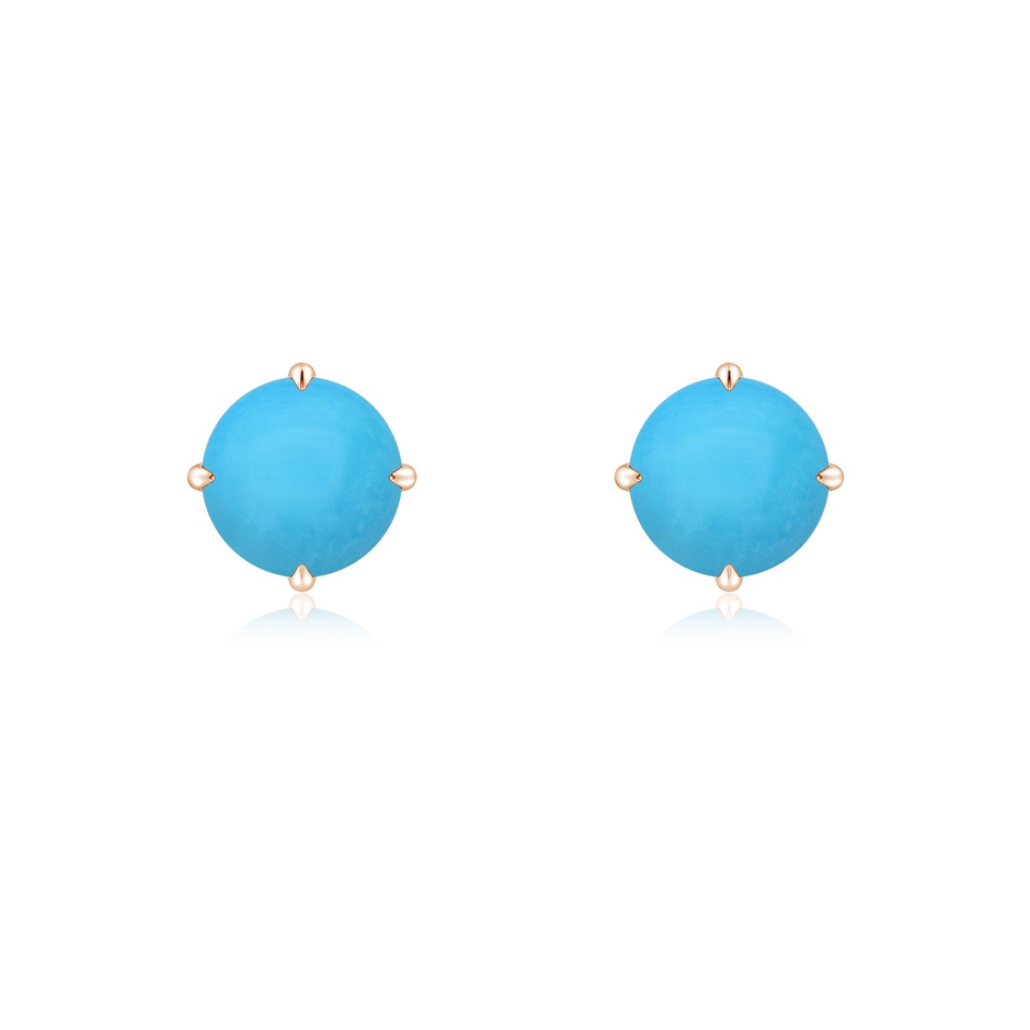 6mm AAA Claw-Set Round Turquoise Solitaire Stud Earrings in Rose Gold 