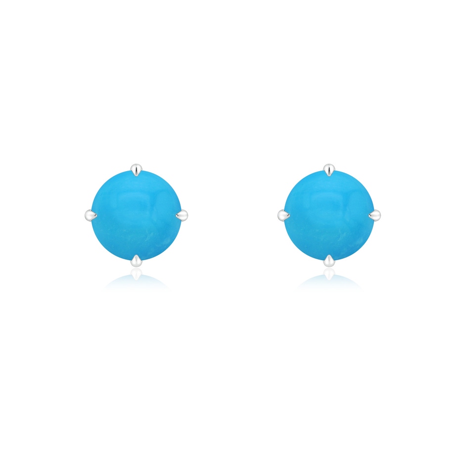 6mm AAAA Claw-Set Round Turquoise Solitaire Stud Earrings in White Gold 