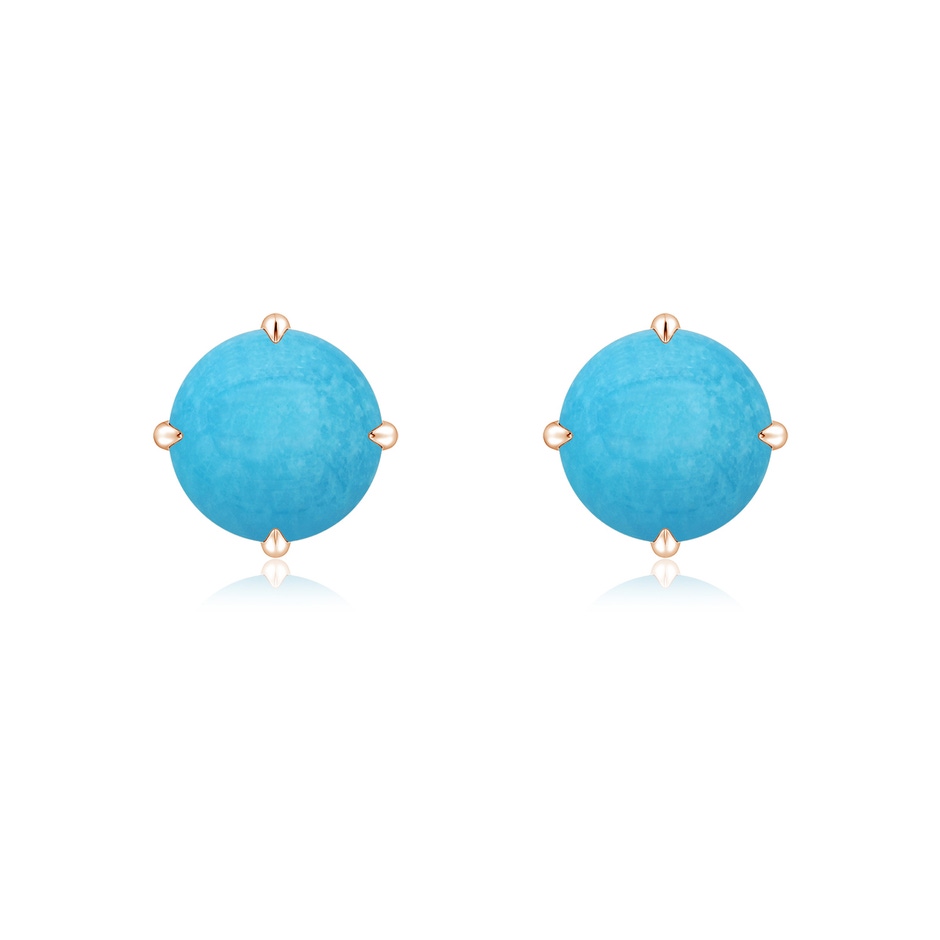 7mm A Claw-Set Round Turquoise Solitaire Stud Earrings in Rose Gold 