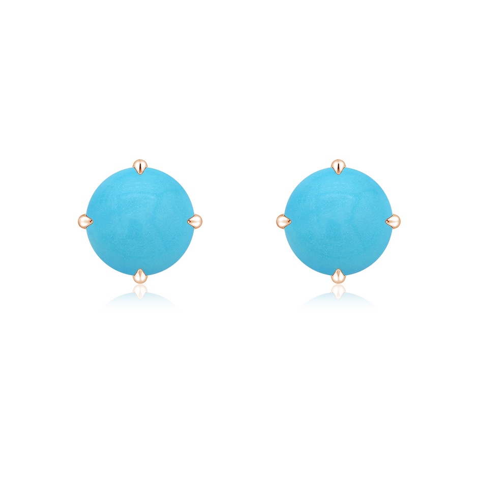 7mm AA Claw-Set Round Turquoise Solitaire Stud Earrings in 18K Rose Gold 