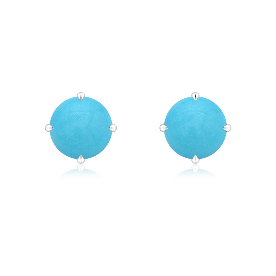 7mm AA Claw-Set Round Turquoise Solitaire Stud Earrings in White Gold 