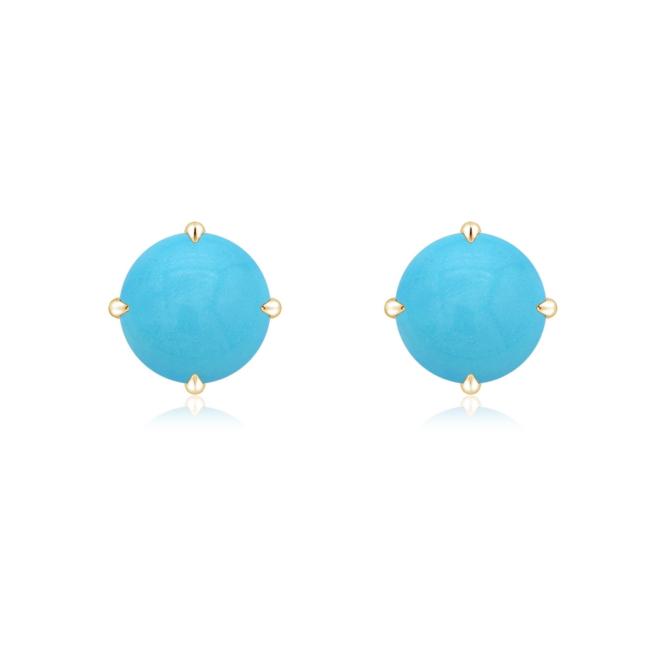 7mm AA Claw-Set Round Turquoise Solitaire Stud Earrings in Yellow Gold 