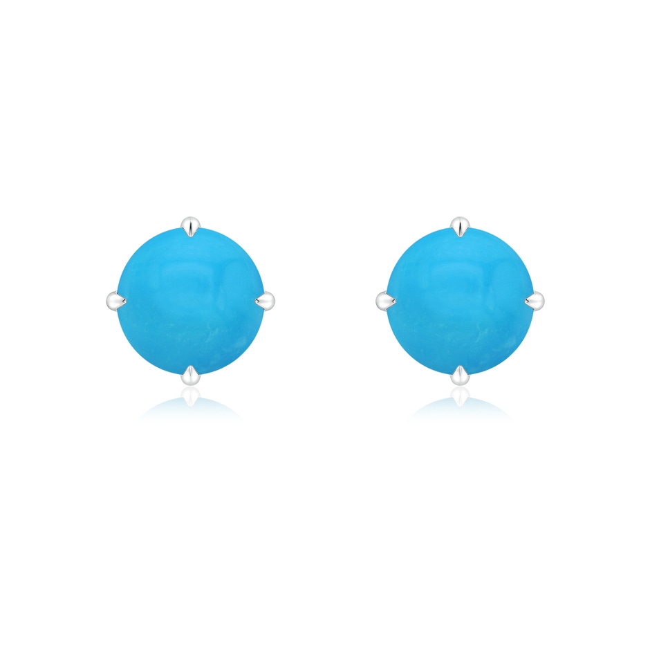 7mm AAAA Claw-Set Round Turquoise Solitaire Stud Earrings in White Gold 