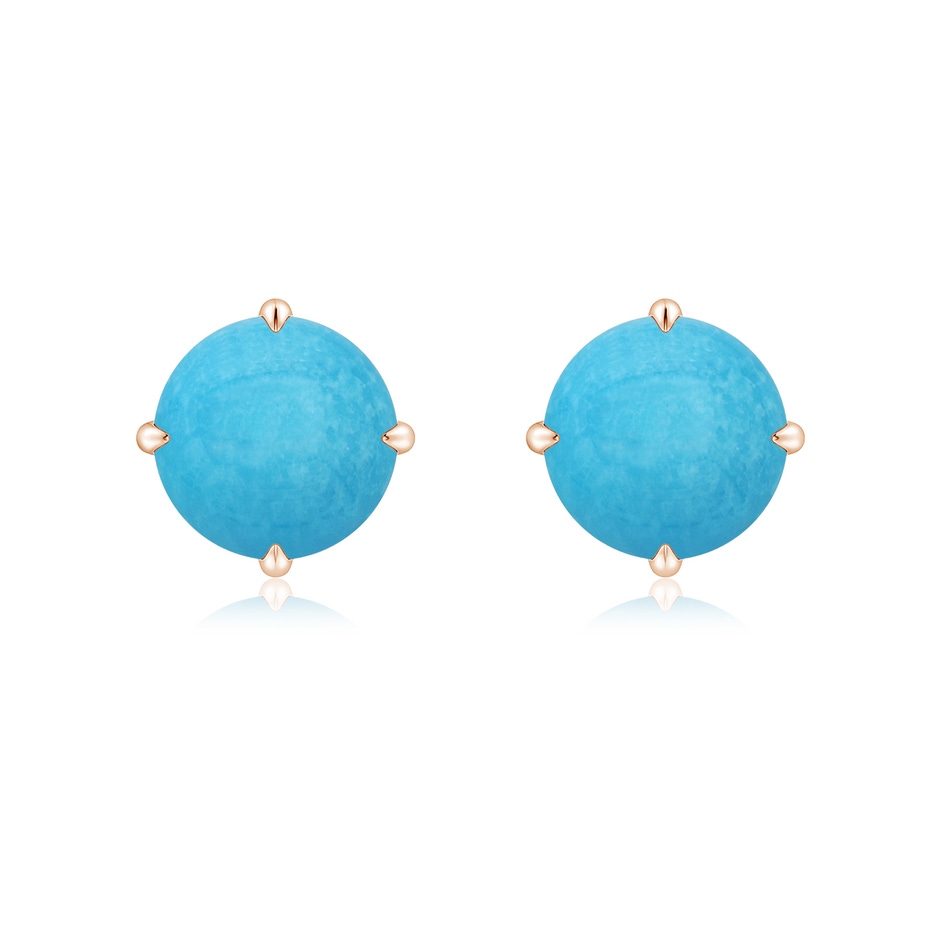 8mm A Claw-Set Round Turquoise Solitaire Stud Earrings in Rose Gold 