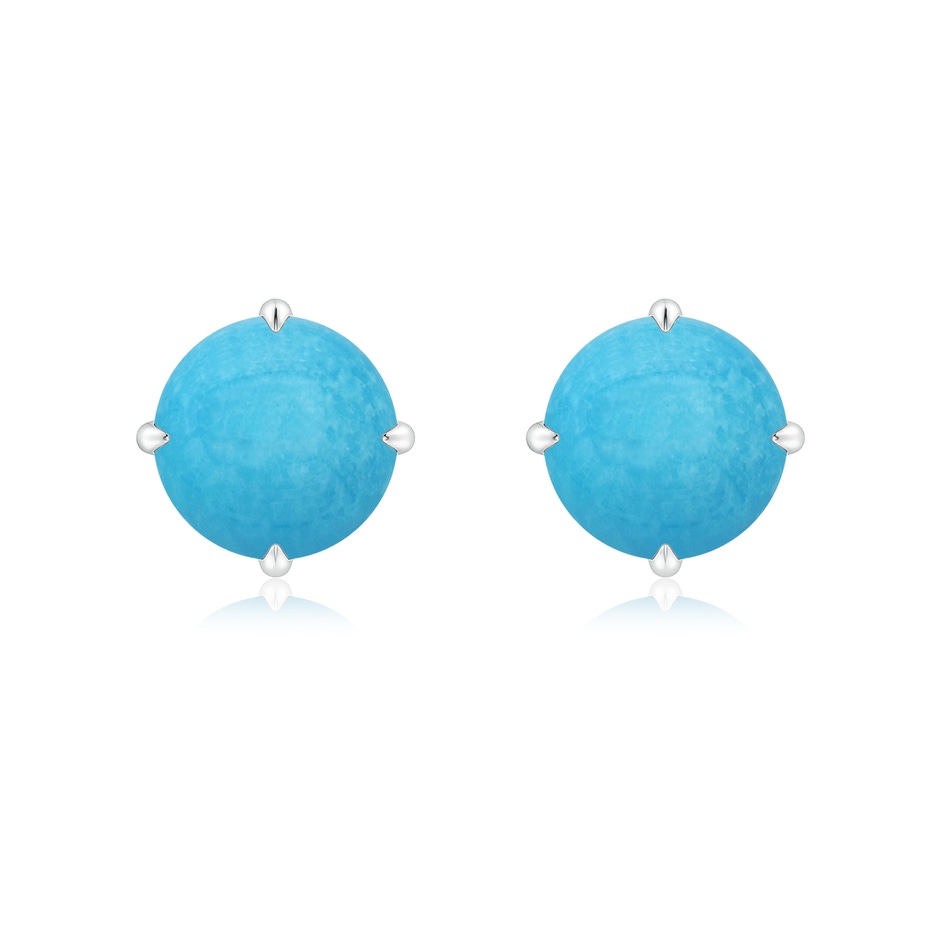 8mm A Claw-Set Round Turquoise Solitaire Stud Earrings in White Gold 
