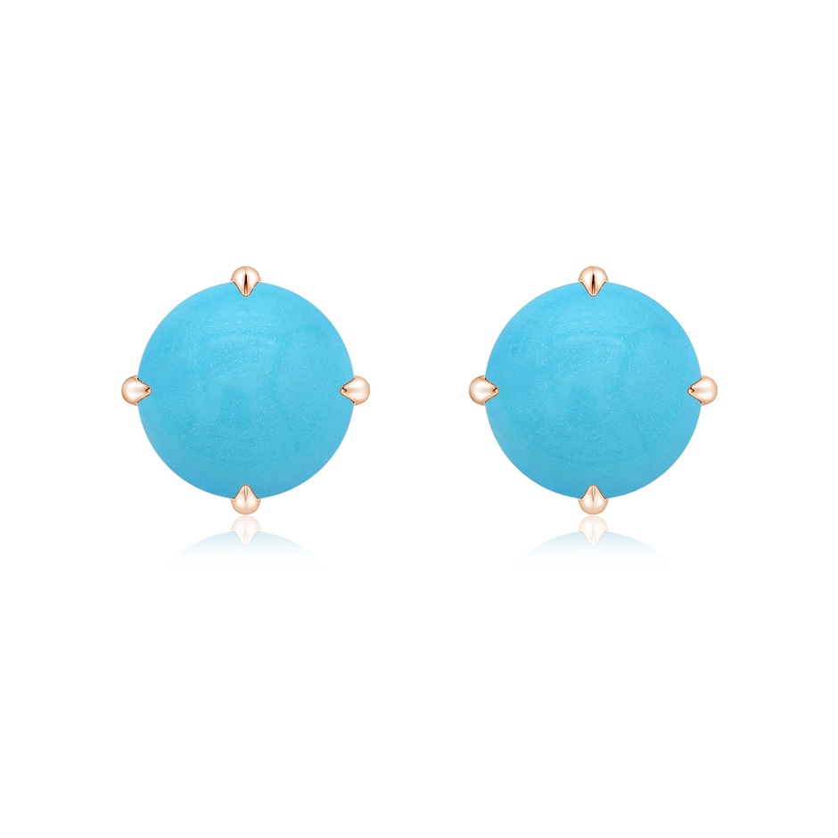 8mm AA Claw-Set Round Turquoise Solitaire Stud Earrings in Rose Gold 