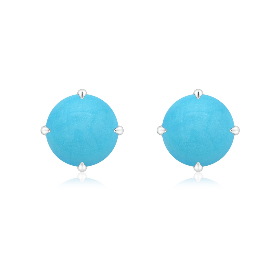 8mm AA Claw-Set Round Turquoise Solitaire Stud Earrings in S999 Silver 