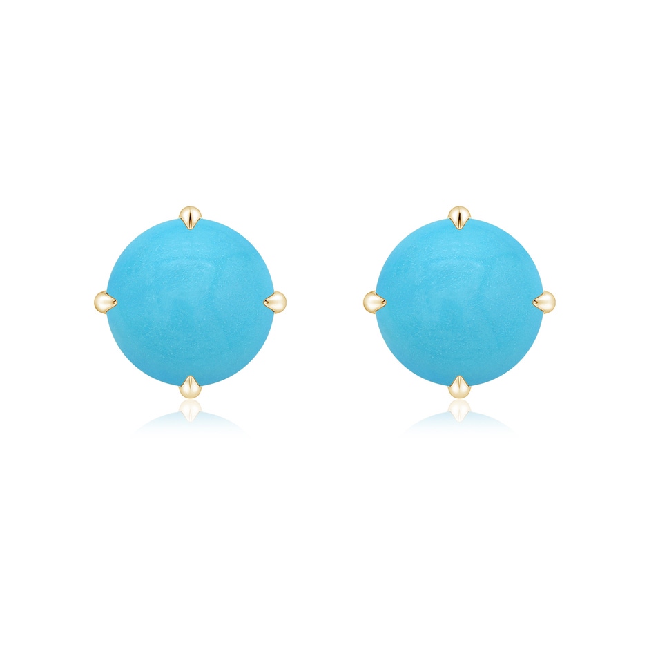 8mm AA Claw-Set Round Turquoise Solitaire Stud Earrings in Yellow Gold 