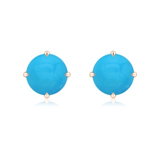 8mm AAAA Claw-Set Round Turquoise Solitaire Stud Earrings in 18K Rose Gold