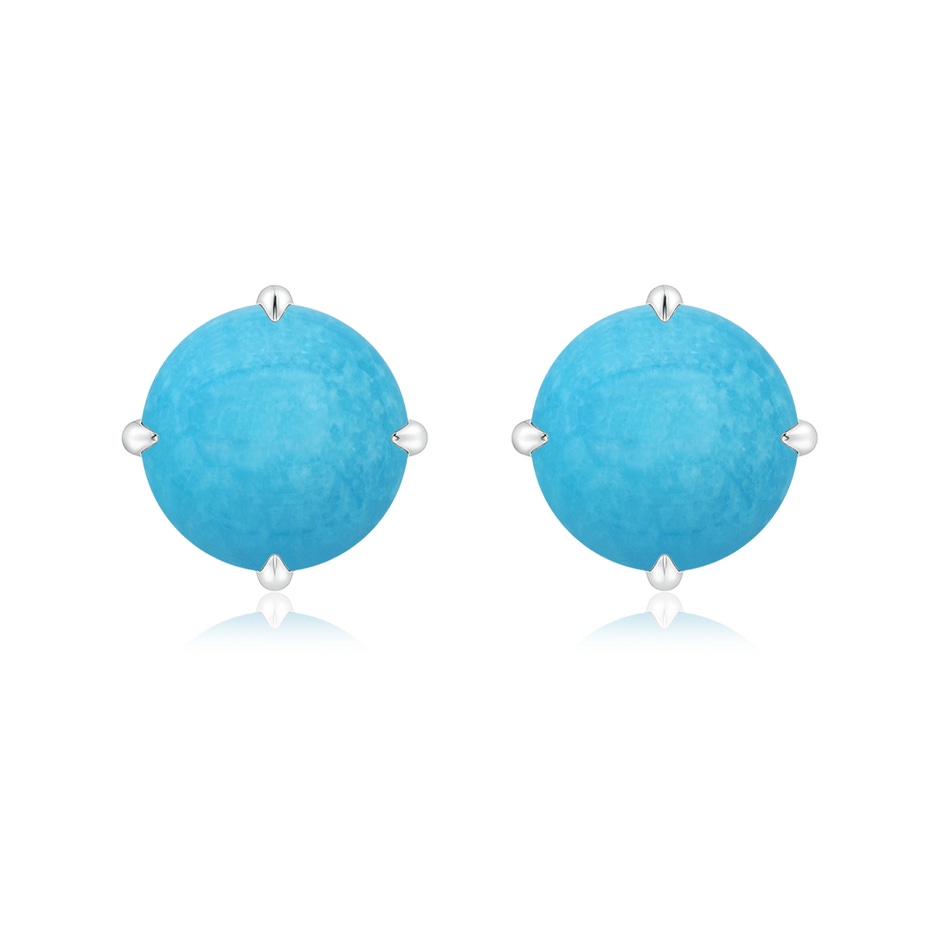 9mm A Claw-Set Round Turquoise Solitaire Stud Earrings in S999 Silver 