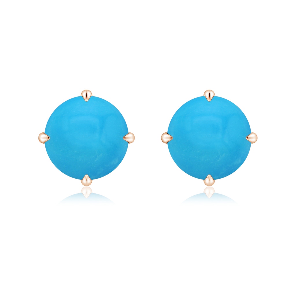 9mm AAAA Claw-Set Round Turquoise Solitaire Stud Earrings in 10K Rose Gold