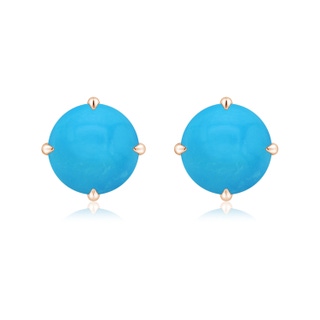 9mm AAAA Claw-Set Round Turquoise Solitaire Stud Earrings in 18K Rose Gold