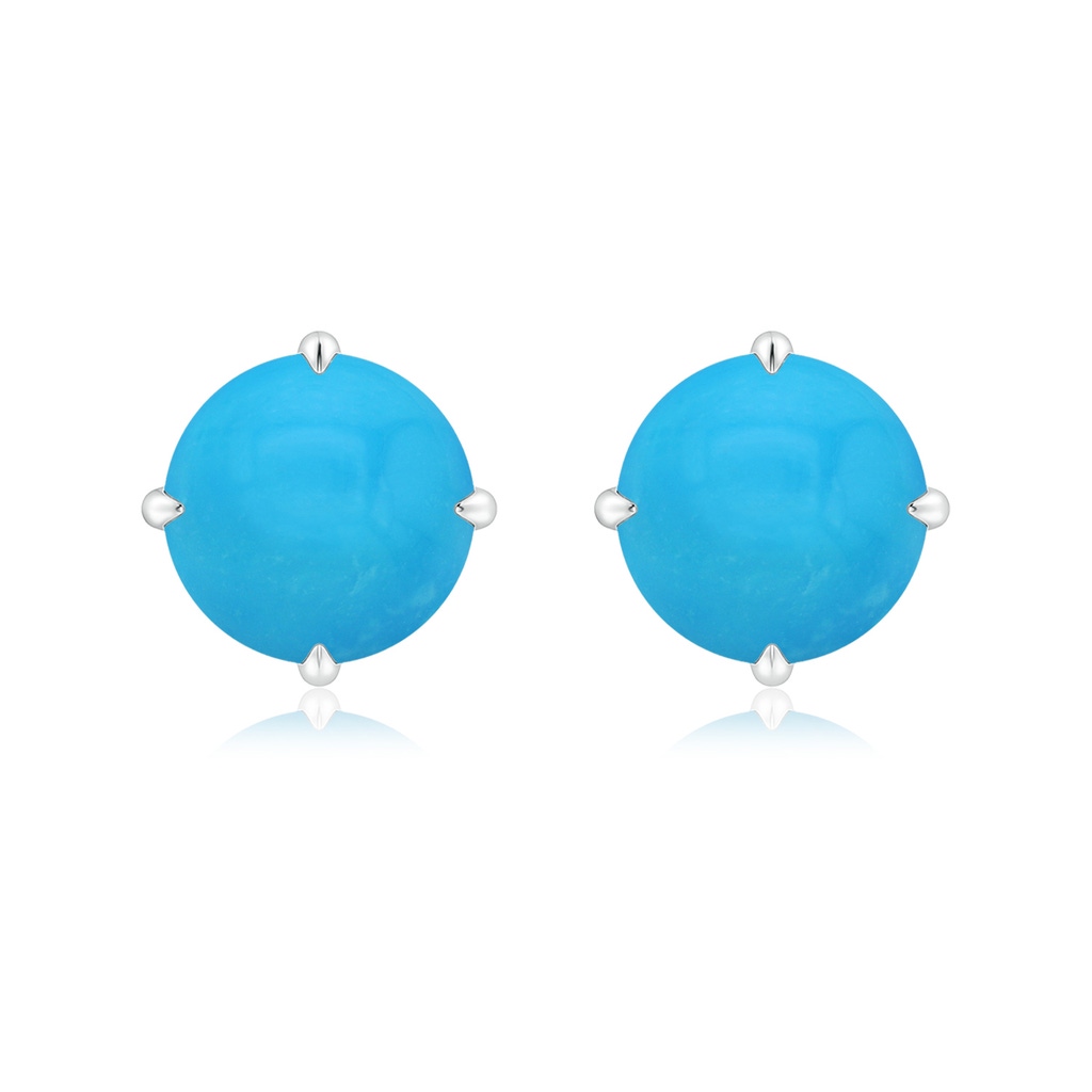 9mm AAAA Claw-Set Round Turquoise Solitaire Stud Earrings in S999 Silver