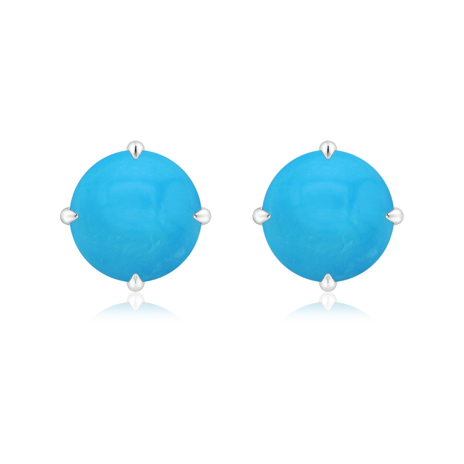 9mm AAAA Claw-Set Round Turquoise Solitaire Stud Earrings in S999 Silver 