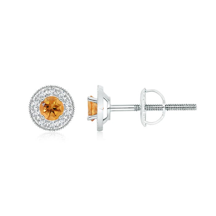 AA - Citrine / 0.74 CT / 14 KT White Gold