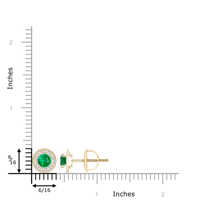 5mm AAA Emerald Margarita Stud Earrings with Diamond Halo  in Yellow Gold product image